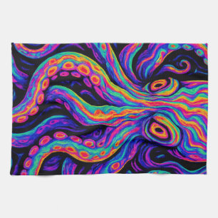 Trippy Vibrant Octopus Tea Towel