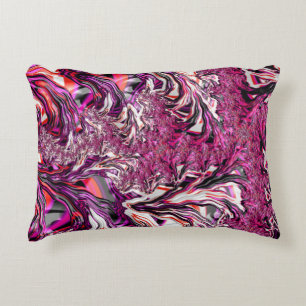 Trippy Vibrant Psychedelic Funky Fractal Art Decorative Cushion