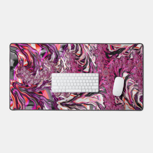 Trippy Vibrant Psychedelic Funky Fractal Art Desk Mat
