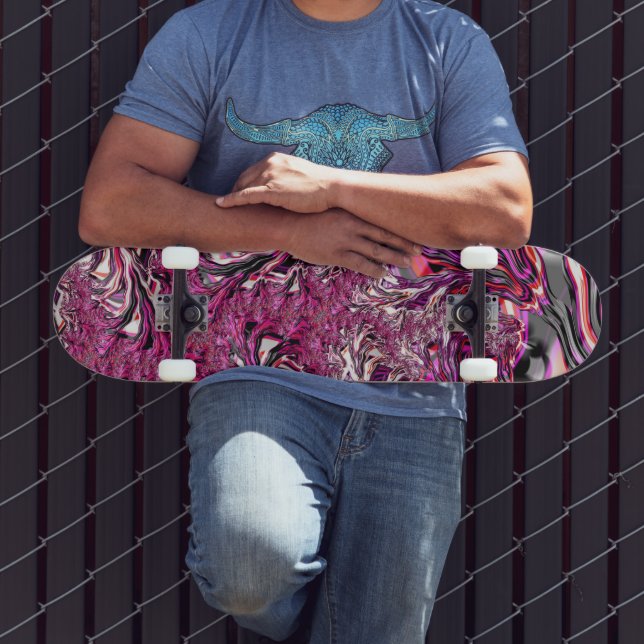 Trippy Vibrant Psychedelic Funky Fractal Art  Skateboard (Outdoor 3)