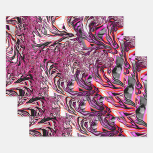 Trippy Vibrant Psychedelic Funky Fractal Art Wrapping Paper Sheet