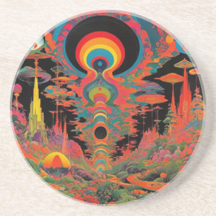 Trippy Vintage 1960s Psychedelic Retro Artwork Coaster