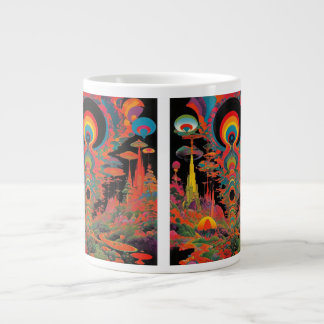 Trippy Vintage 1960s Psychedelic Retro Artwork Large Coffee Mug