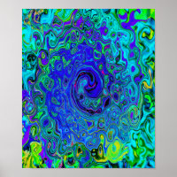 Trippy Violet Blue Abstract Retro Liquid Swirl