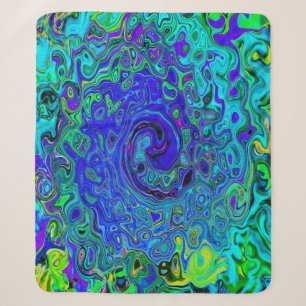 Trippy Violet Blue Abstract Retro Liquid Swirl Sherpa Blanket