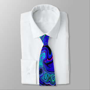 Trippy Violet Blue Abstract Retro Liquid Swirl Tie