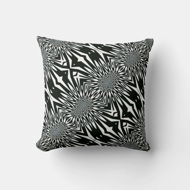 Trippy Vision#2 Black White Pattern Cushion (Front)