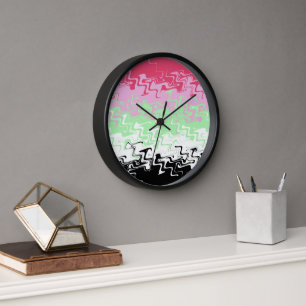 Trippy Wavy Abstract Recipromantic Pride Flag Clock