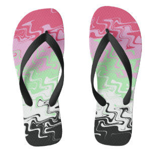 Trippy Wavy Abstract Recipromantic Pride Flag Flip Flops
