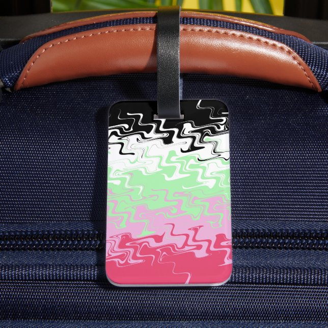 Trippy Wavy Abstract Recipromantic Pride Flag Luggage Tag (Back Insitu 4)