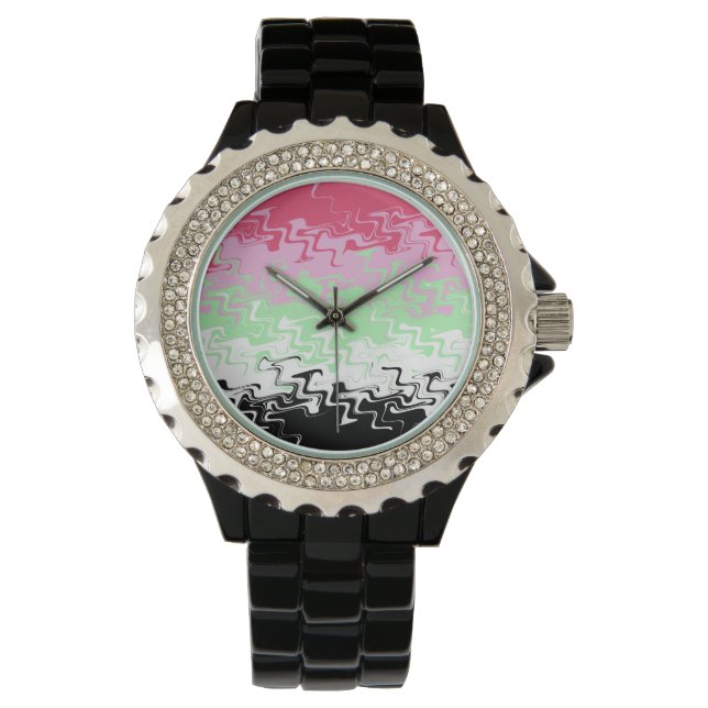 Trippy Wavy Abstract Recipromantic Pride Flag Watch (Front)