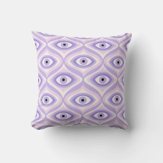Trippy Weird Eye Pattern - Pastel Purple and Pink Cushion