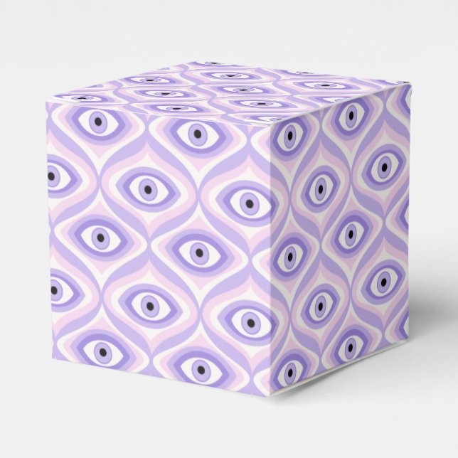 Trippy Weird Eye Pattern - Pastel Purple and Pink Favour Box (Front Side)