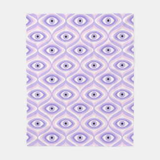 Trippy Weird Eye Pattern - Pastel Purple and Pink Fleece Blanket
