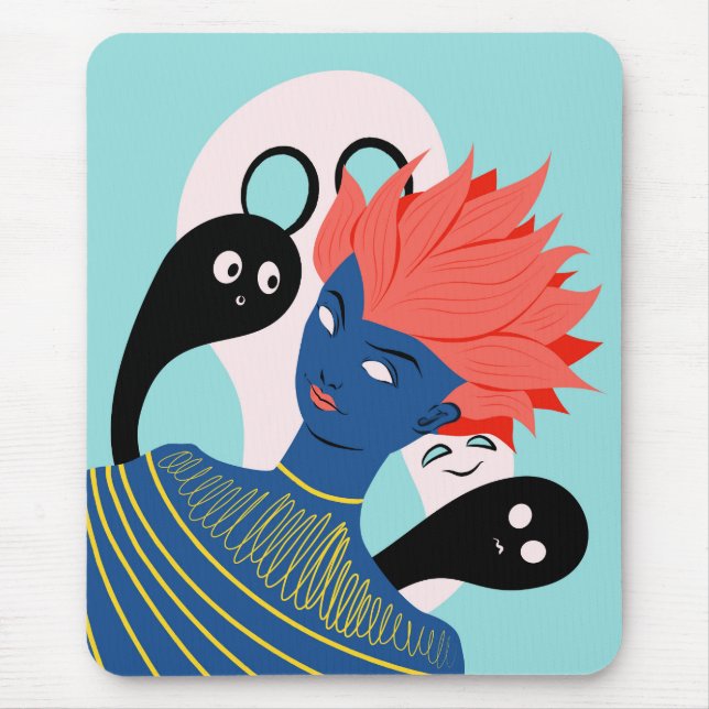 Trippy weird vaporwave psychedelic mouse mat (Front)
