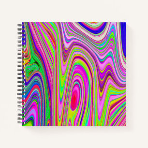 Trippy Yellow and Pink Abstract Groovy Retro Art Notebook