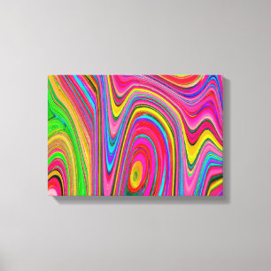 Trippy Yellow, Red and Blue Abstract Groovy Art Canvas Print