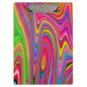 Trippy Yellow, Red and Blue Abstract Groovy Art Clipboard