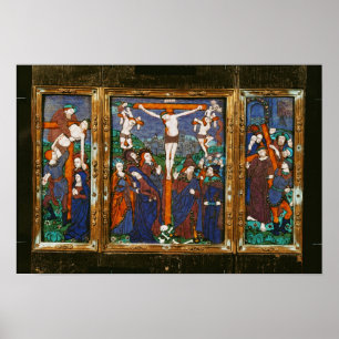 Triptych depicting the Crucifixion, Limousin Poster