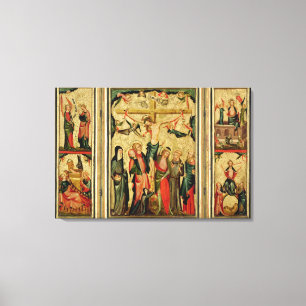 Triptych depicting the Crucifixion of Christ Canvas Print