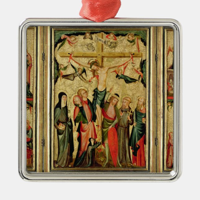 Triptych depicting the Crucifixion of Christ Metal Tree Decoration (Front)