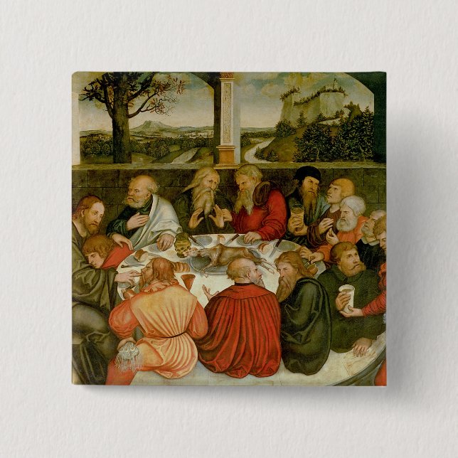 Triptych, left panel, Philipp Melanchthon 15 Cm Square Badge (Front)