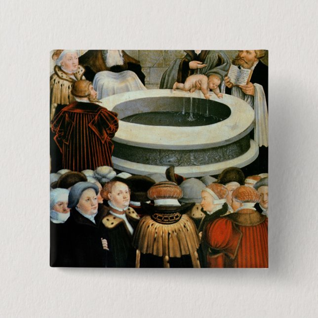 Triptych, left panel, Philipp Melanchthon 15 Cm Square Badge (Front)