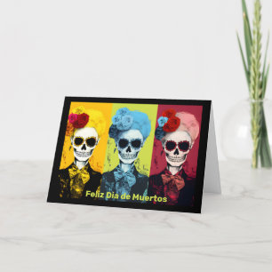 Triptych of Dia de Muertos Calavera Catrina Holiday Card