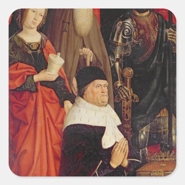 Triptych of Moses and the Burning Bush Square Sticker (Front)