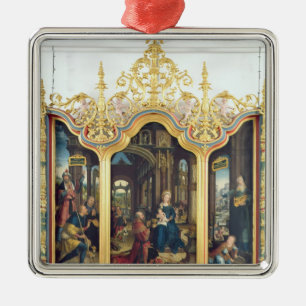 Triptych of the Adoration of the Infant Christ Metal Tree Decoration