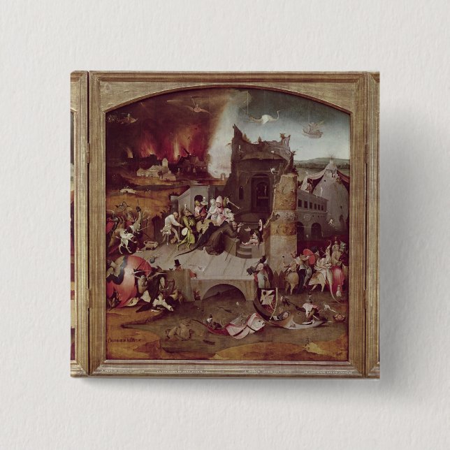 Triptych of the Temptation of St. Anthony 15 Cm Square Badge (Front)