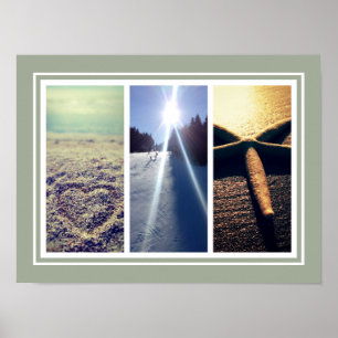 Triptych photo collage template wall poster print