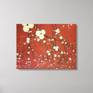 Triptych Red Wall Art Modern Flowers Japanese