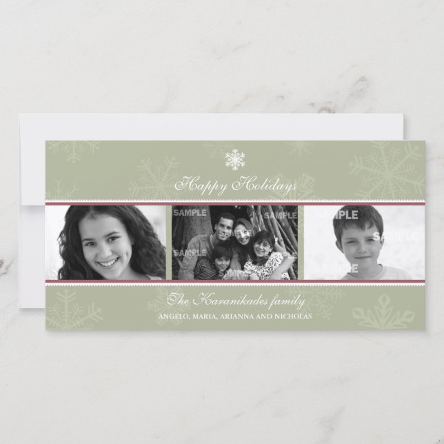Triptych Sage Snowflake Photo Card (Front)
