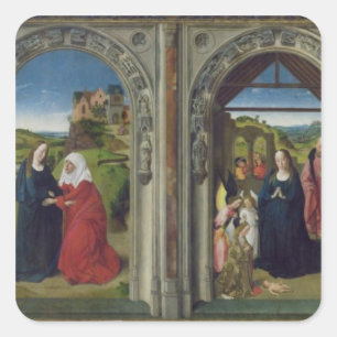 Triptych showing the Annunciation Square Sticker