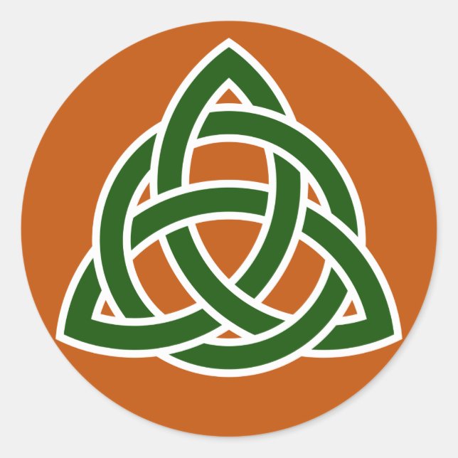 Triquet Celtic Knot (green and white) Classic Round Sticker (Front)