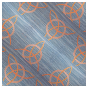 Triquetra Abstract Blue Gold Celtic Trinity Knot Fabric