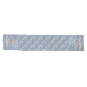 Triquetra Abstract   Blue Gold Celtic Trinity Knot Medium Table Runner