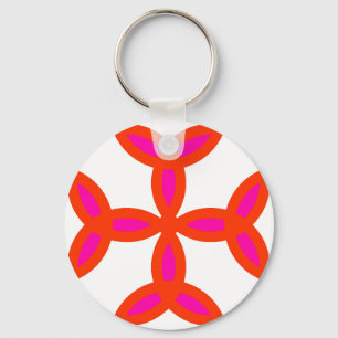 Triquetra Cross in Bright Red Hot Pink Key Ring