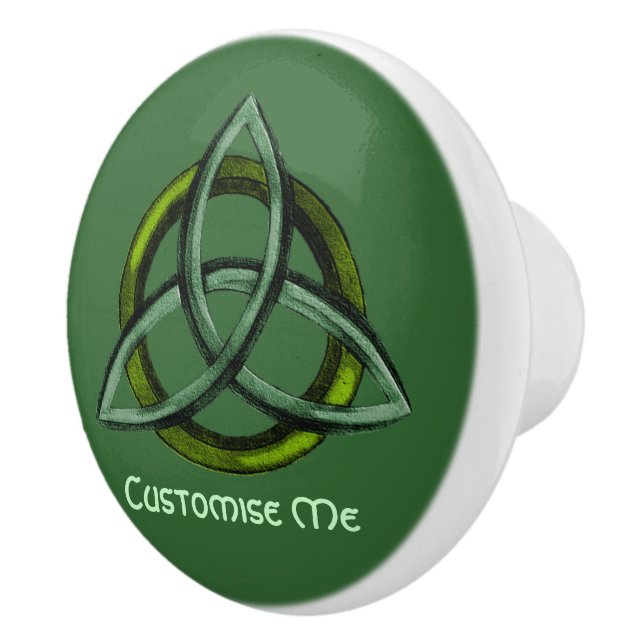 Triquetra (Green) Ceramic Knob (Right)