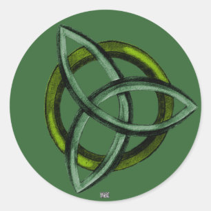 Triquetra (Green) Classic Round Sticker