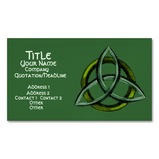 Triquetra (Green) Magnetic Business Card (Front)