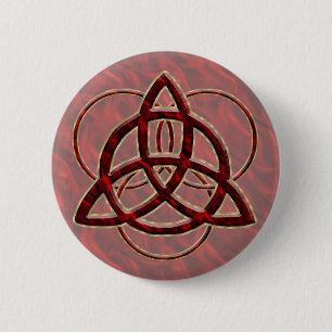 Triquetra Red Silk 6 Cm Round Badge