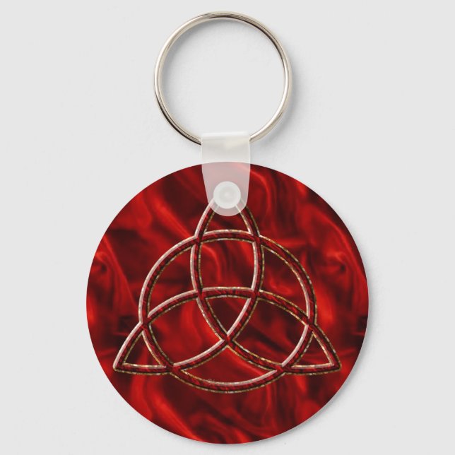 Triquetra Red Silk Key Ring (Front)