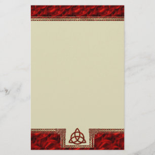 Triquetra Red Silk Stationery
