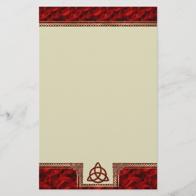 Triquetra Red Silk Stationery (Front)