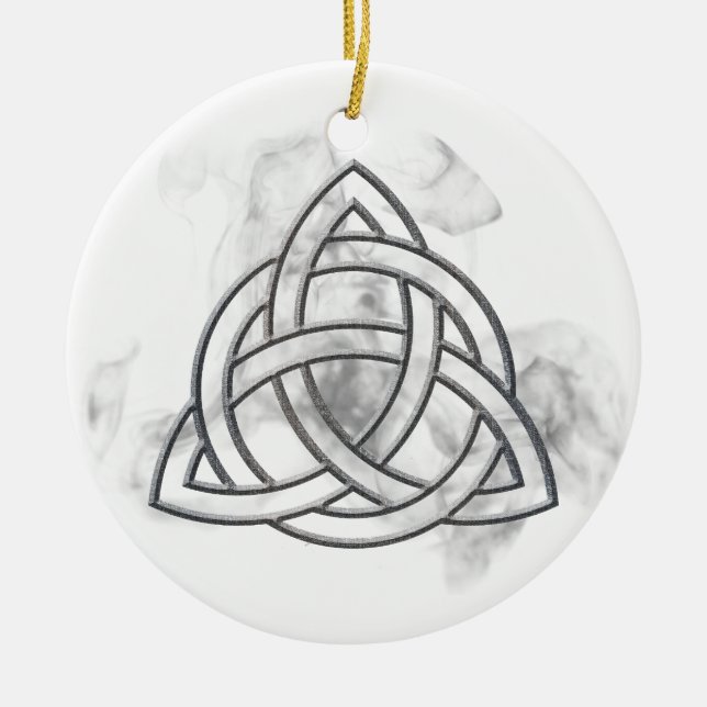 Triquetra Silver Bevel Ceramic Tree Decoration (Front)