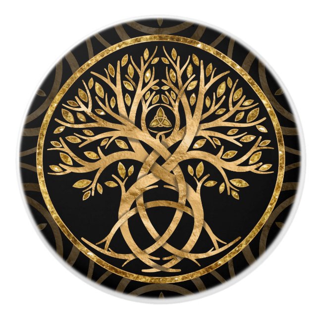 Triquetra Tree of life Ceramic Knob (Front)
