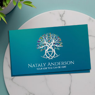 Triquetra Tree of life Colourful leaves Business Card