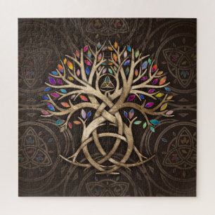 Triquetra Tree of life Colourful leaves Jigsaw Puzzle